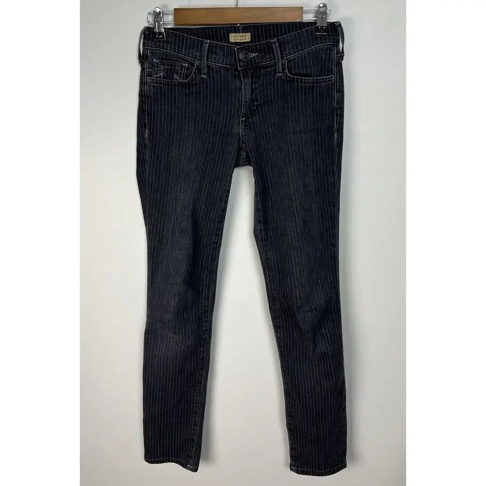 True Religion Victoria Skinny Cigarette Jeans Pinstripe Size 25 Stretch Wm’s